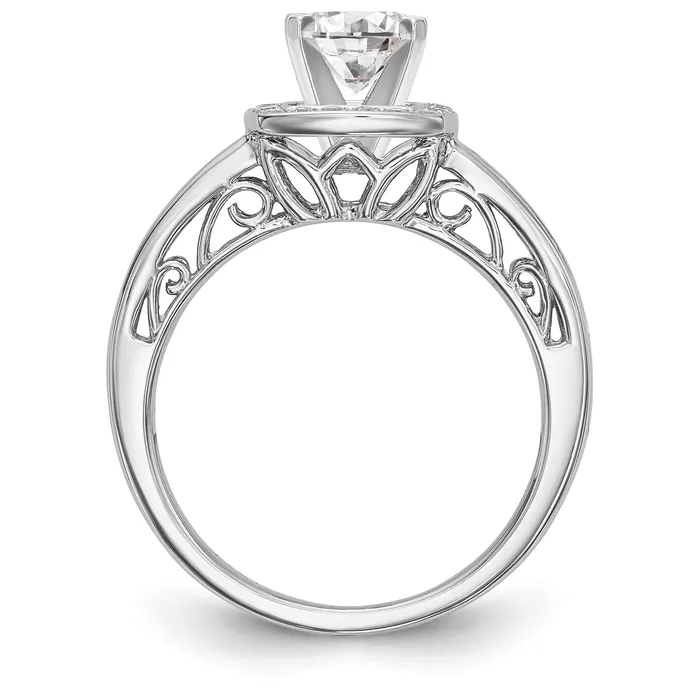 Rings 14kw Peg Set Diamond Princess CZ Cushion Halo Engagement Ring Goldiacom