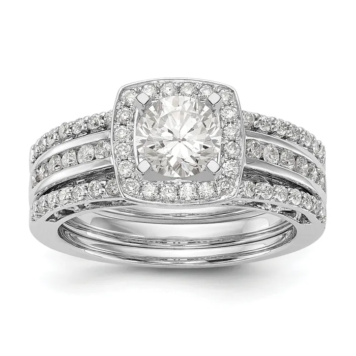 Rings 14kw Peg Set Diamond Princess CZ Cushion Halo Engagement Ring Goldiacom