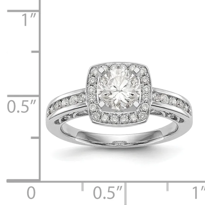 Rings 14kw Peg Set Diamond Princess CZ Cushion Halo Engagement Ring Goldiacom
