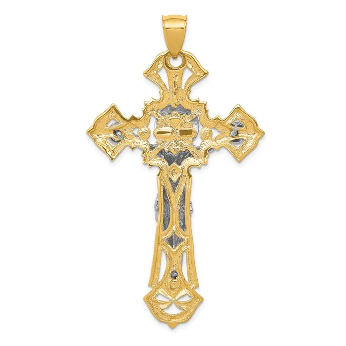 Rings Goldia 14k Twotone Gold Polished with Red CZs Crucifix Pendant