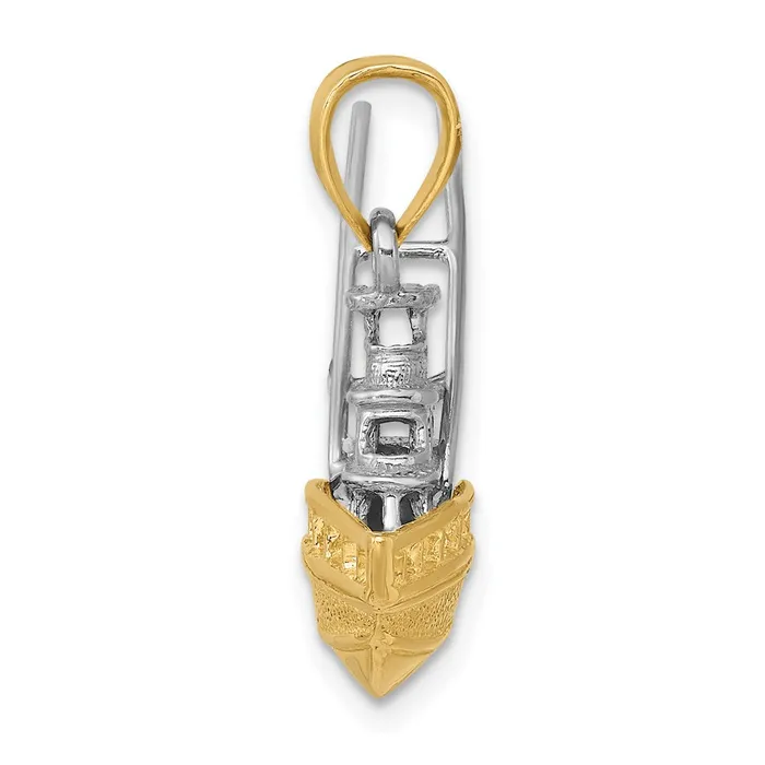 Rings Goldia 14k Twotone Gold Textured 3D Offshore Sportfishing Boat Charm