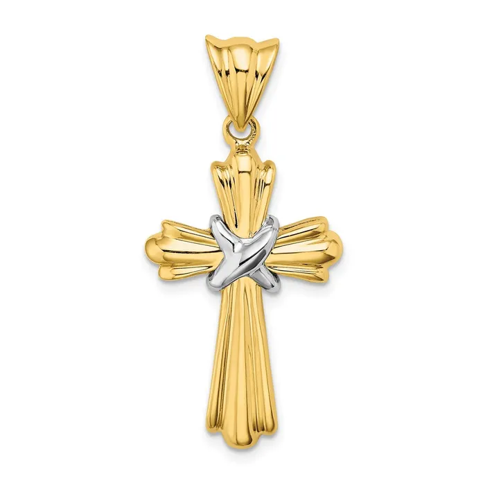 Rings Goldia 14k Twotone Gold Twotone Gold Polished Cross X Center Design Charm Rings Goldia 14k Twotone Gold Twotone Gold Polished Cross X Center Design Charm