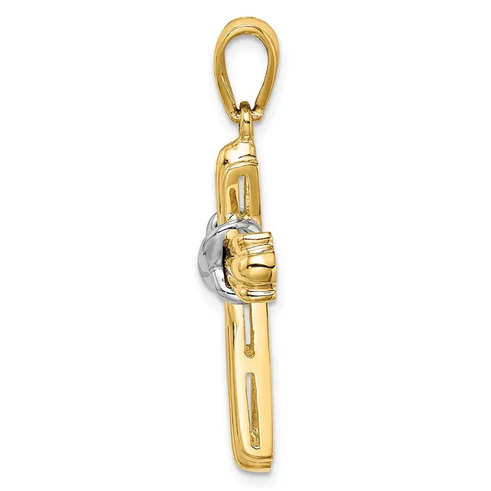 Rings Goldia 14k Twotone Gold Twotone Gold Polished Cross X Center Design Charm