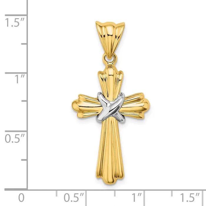Rings Goldia 14k Twotone Gold Twotone Gold Polished Cross X Center Design Charm