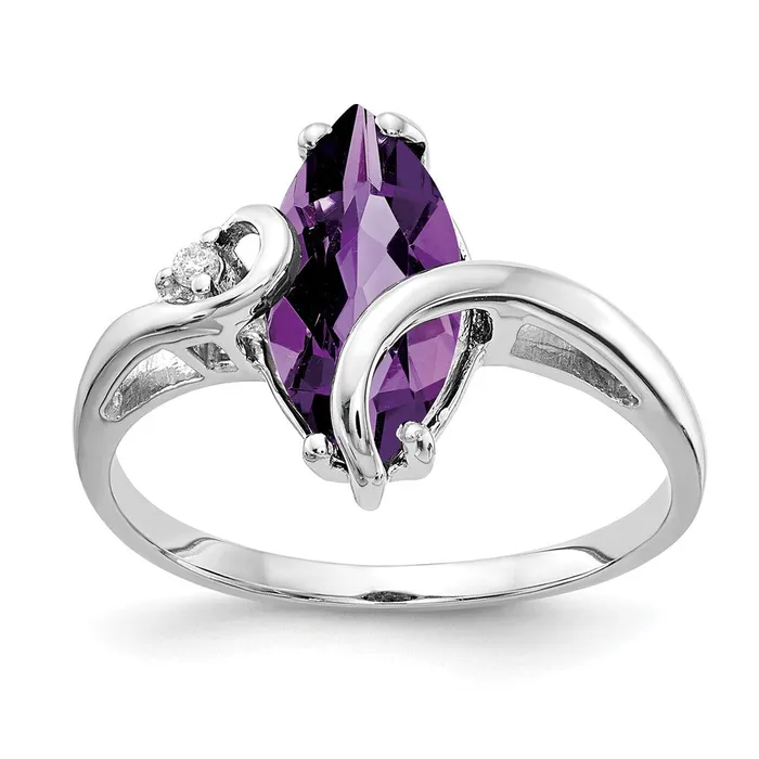 Rings Goldia 14k White Gold 12x6mm Marquise Amethyst AA Diamond ring