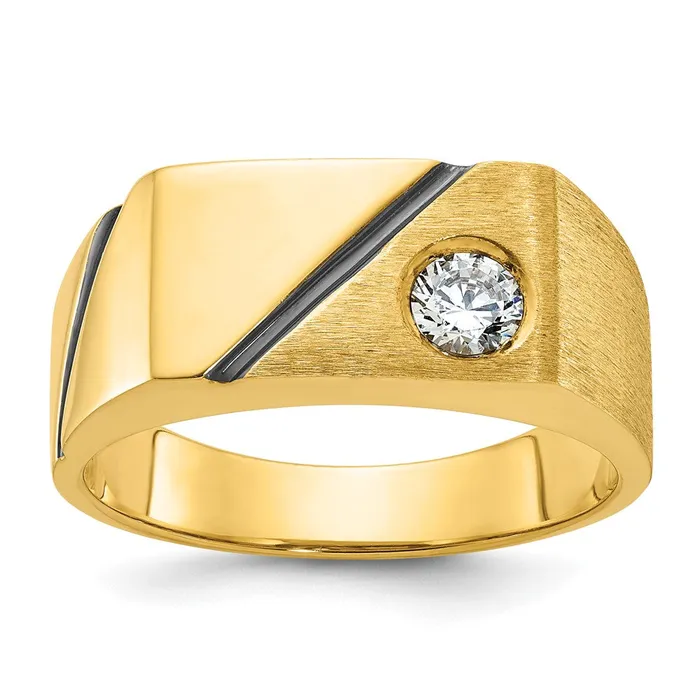 Rings Goldia 14k Yellow Gold Mens Polished and Satin Diamond Signet Ring Mounting Rings Goldia 14k Yellow Gold Mens Polished and Satin Diamond Signet Ring Mounting