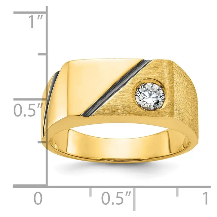 Rings Goldia 14k Yellow Gold Mens Polished and Satin Diamond Signet Ring Mounting