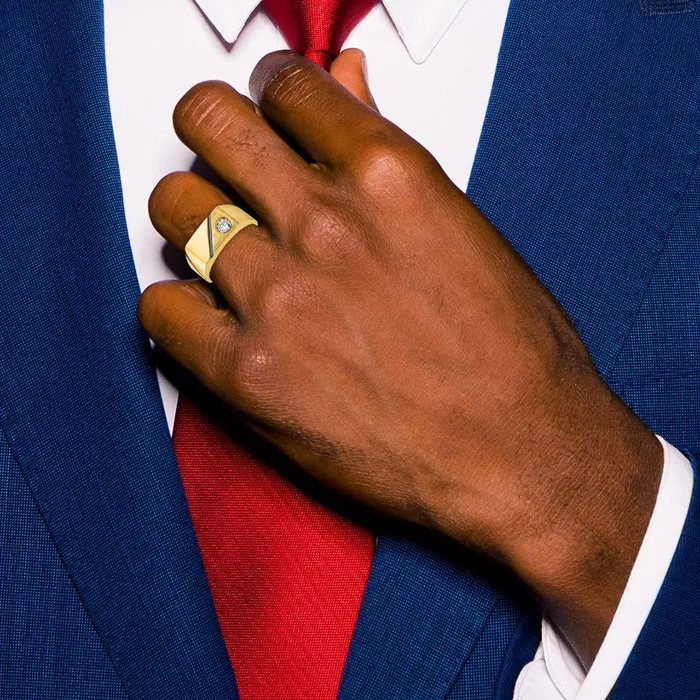 Rings Goldia 14k Yellow Gold Mens Polished and Satin Diamond Signet Ring Mounting