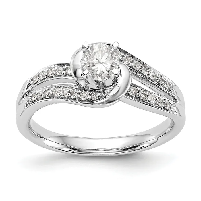 Rings Goldiacom 14k White Gold Peg Set Simulated Diamond By Pass Engagement Ring