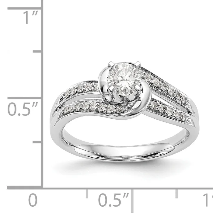 Rings Goldiacom 14k White Gold Peg Set Simulated Diamond By Pass Engagement Ring