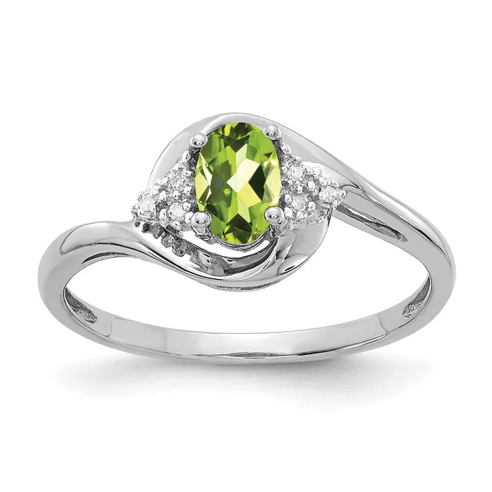 Rings Goldia Solid 14k White Gold Simulated Peridot and CZ Ring