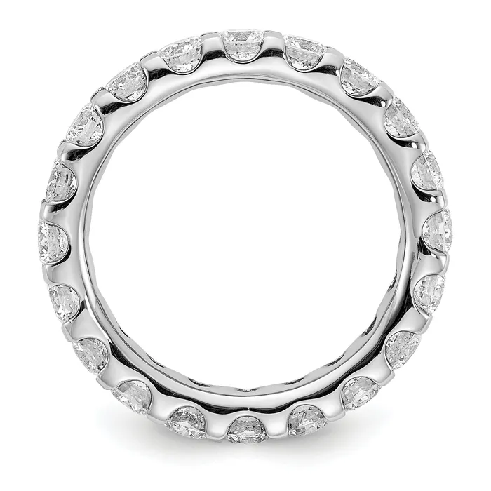 Rings Solid Real 14k White Gold Polished U Shared Prong 3ct CZ Eternity Wedding Band Ring Goldia