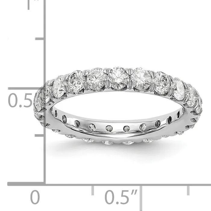 Rings Solid Real 14k White Gold Polished U Shared Prong 3ct CZ Eternity Wedding Band Ring Goldia