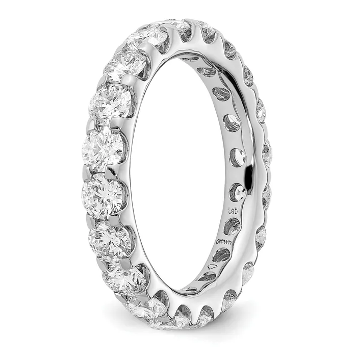Rings Solid Real 14k White Gold Polished U Shared Prong 3ct CZ Eternity Wedding Band Ring Goldia