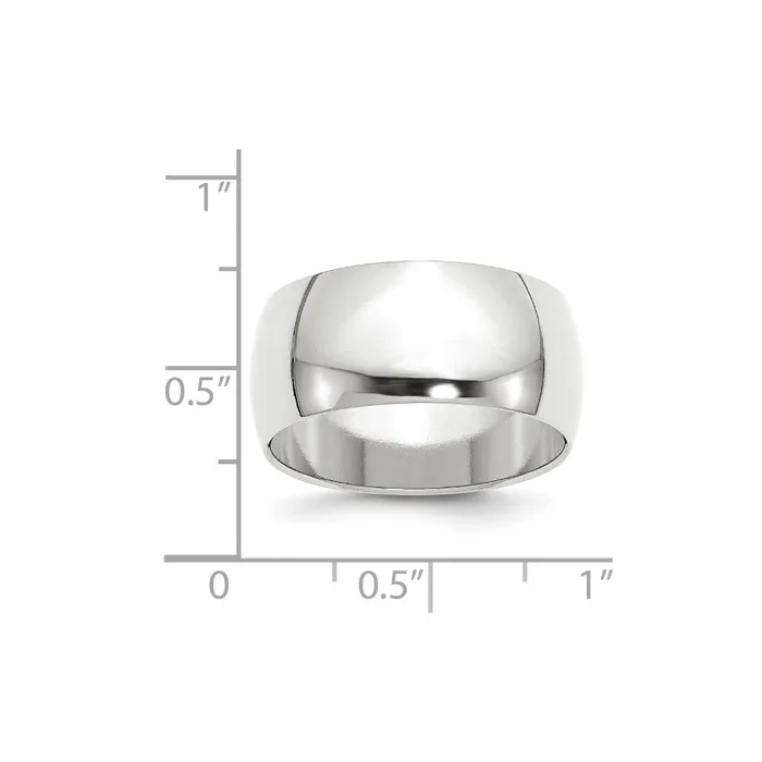 Solid 18K White Gold 10mm Half Round MensWomens Wedding Band Ring Size 45 Goldia Rings