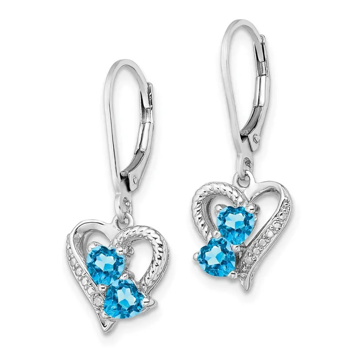 Sterling Silver Rhodiumplated Blue Topaz Diamond Earrings Goldia Earrings