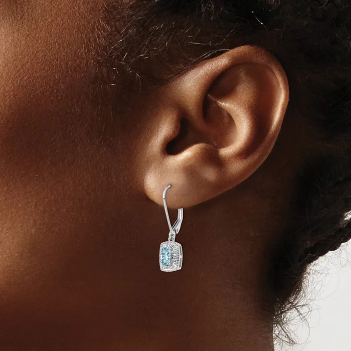 Sterling Silver Rhodiumplated Blue Topaz Diamond Earrings Goldia Earrings