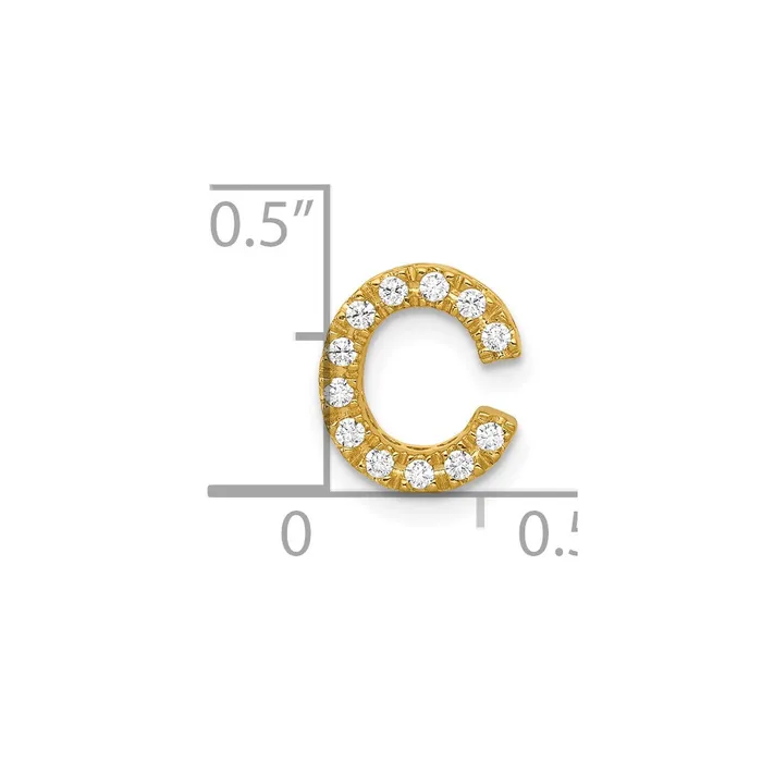 10k Yellow Gold Diamond Letter C Initial Charm TreasureFineJewelers Charm Necklaces