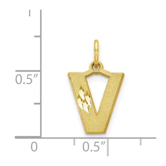10k Yellow Gold Initial V Charm TreasureFineJewelers Charm Necklaces