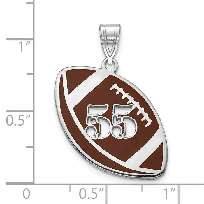 10KW Enameled Personalized Football with Cut Out Number Pendant TreasureFineJewelers Necklaces