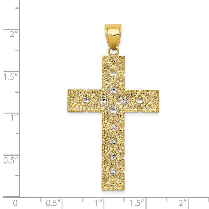 14K wRhodium Latin Cross Pendant TreasureFineJewelers Necklaces
