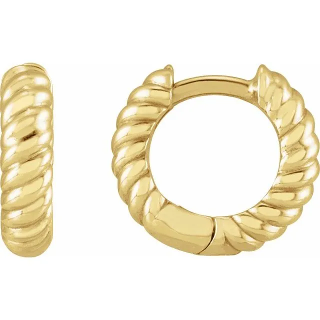 14K Yellow Gold 105mm Rope Huggie Hoop Earrings TreasureFineJewelers Earrings