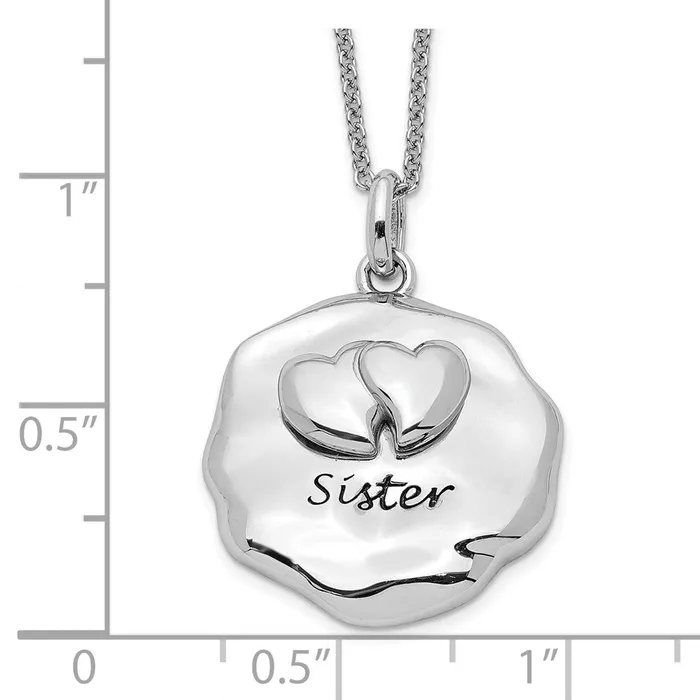 Necklaces Sentimental Expressions Sterling Silver Rhodiumplated Antiqued For You My Sister 18in Necklace TreasureFineJewelers