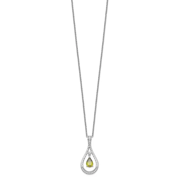 Necklaces Sentimental Expressions Sterling Silver Rhodiumplated Aug CZ Stone Never Forget Tear 18in Birthstone Necklace TreasureFineJewelers