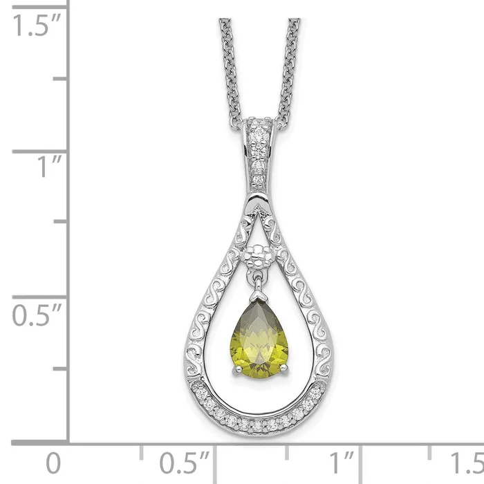 Necklaces Sentimental Expressions Sterling Silver Rhodiumplated Aug CZ Stone Never Forget Tear 18in Birthstone Necklace TreasureFineJewelers