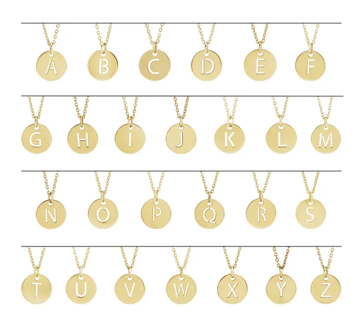 Necklaces TreasureFineJewelers 14K Rose Gold Initial M 10 mm Disc Pendant