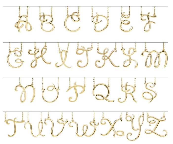 Necklaces TreasureFineJewelers 14K Rose Gold Script Initial L 16 Necklace