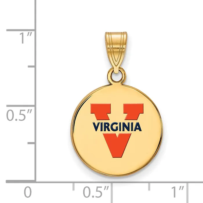 Necklaces TreasureFineJewelers Sterling Silver Goldplated University of Virginia Medium Enameled Disc Pendant