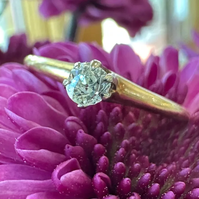 ONeills Estate Jewelry Rings 14 Karat Yellow Gold Old Mine Cut Diamond Ring 10000618