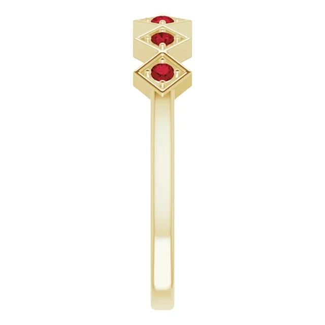 Rings 14K Yellow Natural Mozambique Garnet Stackable Ring TreasureFineJeweler