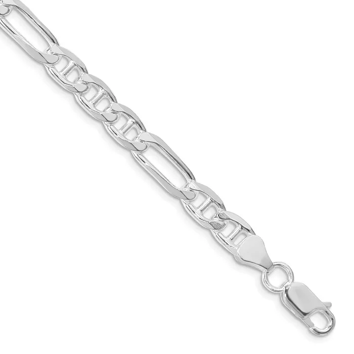 Rings TreasureFineJewelers Sterling Silver Rhodiumplated 65mm Figaro Anchor Chain