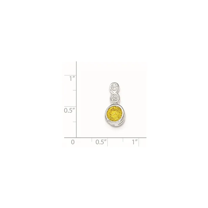 Sterling Silver Polished Yellow CZ Bezelset Pendant TreasureFineJewelers Necklaces