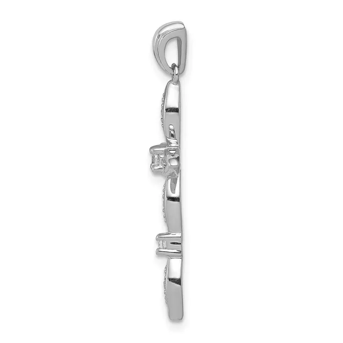 TreasureFineJewelers 14k White Gold 110ct Diamond Cross Pendant Necklaces