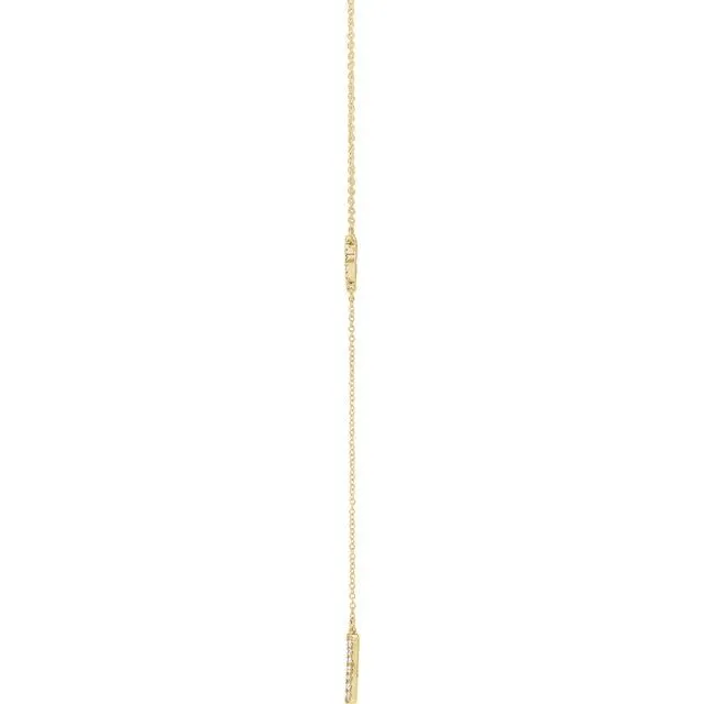 TreasureFineJewelers 14K Yellow 16 CTW Diamond Circle 1618 Bar Y Necklace Necklaces