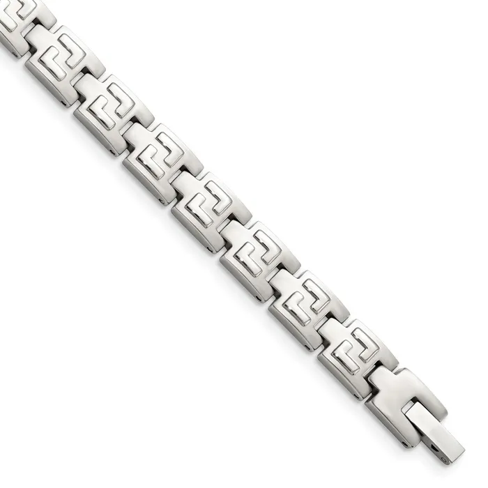 TreasureFineJewelers Bracelets Chisel Stainless Steel Brushed and Polished 85 inch Link Bracelet