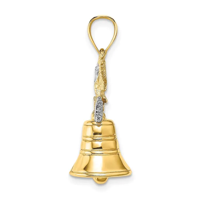 TreasureFineJewelers Charm Necklaces 14k 3D Moveable Liberty Bell w Eagle Top Charm
