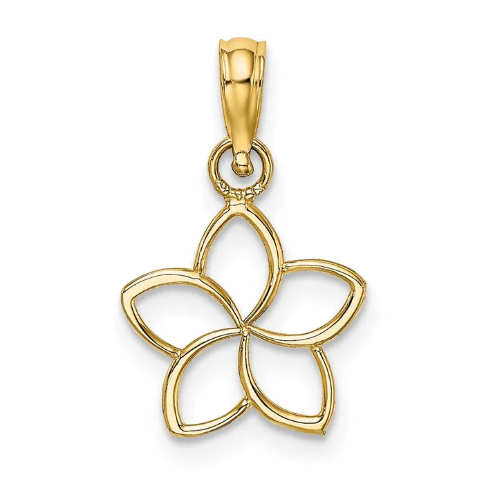 TreasureFineJewelers Charm Necklaces 14k Cut Out Flower Charm