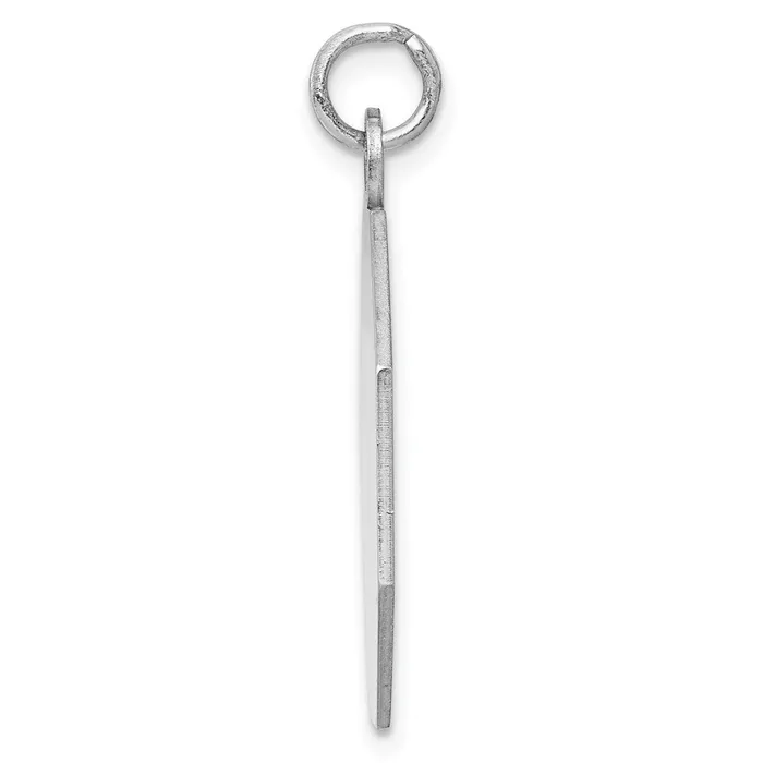 TreasureFineJewelers Charm Necklaces SS Rhplt Engraveable Octagon Polished FrontSatin Back Disc Charm