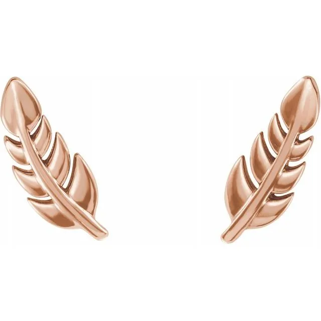 TreasureFineJewelers Earrings 14K Rose Leaf Earrings