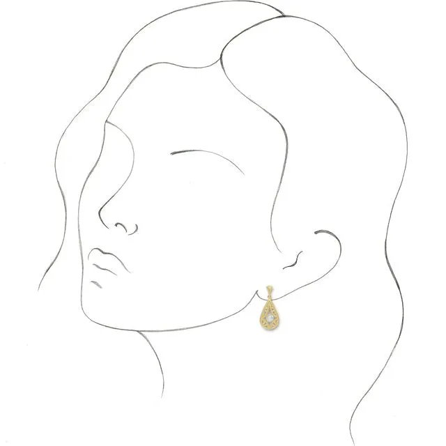TreasureFineJewelers Earrings 14K Yellow Gold Freshwater Cultured Pearl VintageInspired Earrings