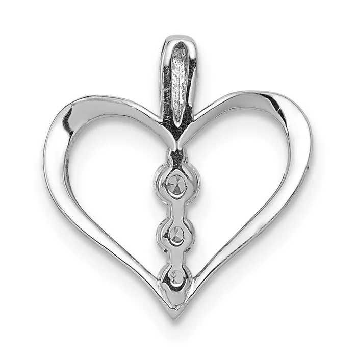 TreasureFineJewelers Necklaces 14k White Gold 110ct Diamond 3stone Heart Pendant