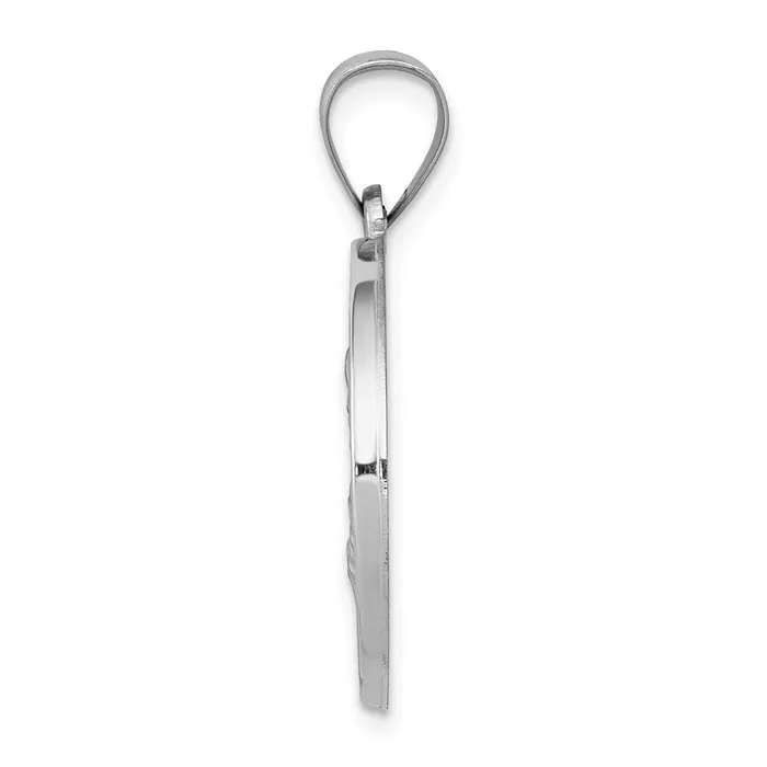 TreasureFineJewelers Necklaces 14k White Gold Polished and Satin St Joseph Medal Hollow Pendant
