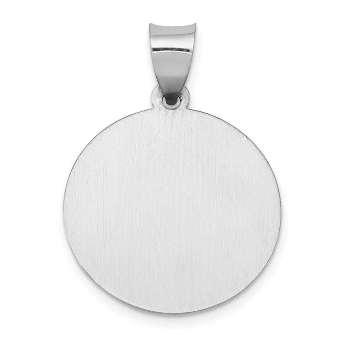 TreasureFineJewelers Necklaces 14k White Gold Polished and Satin St Joseph Medal Hollow Pendant
