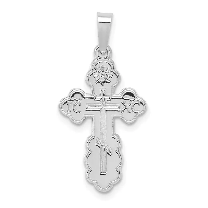 TreasureFineJewelers Necklaces 14k White Gold Polished Eastern Orthodox Solid Cross Pendant
