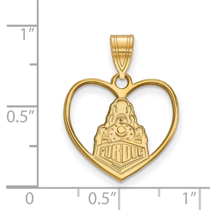 TreasureFineJewelers Necklaces Sterling Silver Goldplated Purdue University Boilermakers Train Logo Heart Pendant