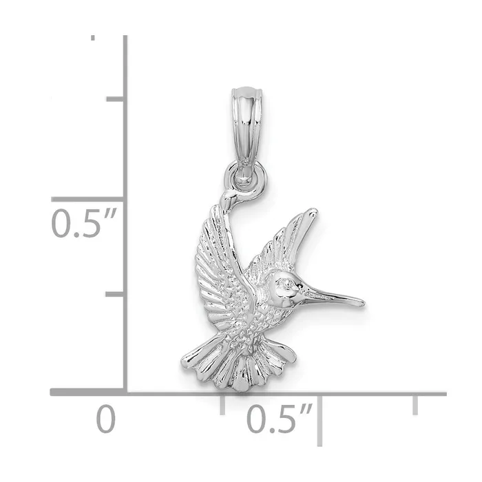 TreasureFineJewelers Necklaces Sterling Silver Polished Hummingbird Pendant